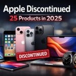 Apple discontinued 25 products in 2025, featuring iPhone SE, iPhone Plus models, iPads, Apple Watch, and MacBooks marked as discontinued.
