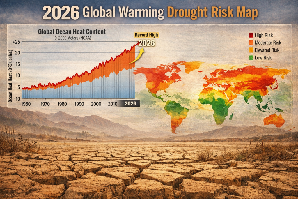 Global temperature anomaly map showing extreme heat across the Northern Hemisphere in 2026