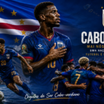 Cabo Verde national football team Blue Sharks celebrating victory during an international football match