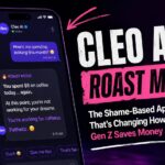 Cleo AI app interface showing roast mode with sarcastic spending feedback on a smartphone screen